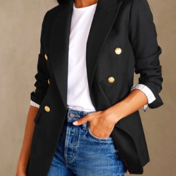 Banana Republic Black Blazer with Gold Buttons-- Size 6 - Picture 2 of 7